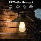 pearlstar Solar Lantern Outdoor Hanging Light Metal Solar Lamp with Warm White Edison Bulb Design for Garden Yard Patio Proch Decor(Black)