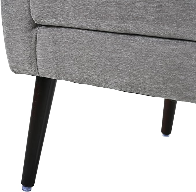 Accent Chair, Comfy Upholstered Living Room Chairs with High Tufted Backrest and Pillow, Wingback Reading Chair with Solid Wood Legs for Bedroom/Office, Chenille Fabric, Grey