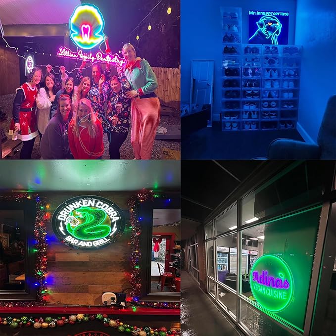 Custom LOGO Neon Sign, Personalized LED Business Logo with UV Printed, Personalized Neon Logo Light Up Sign for Business, Large Dimmable/RGB Customize Picture Logo for Studio Spa Nail Bar Shop Decor