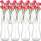Thenshop 10 Pcs 8'' Tall Clear Flower Vase Wide Mouth Crystal Glass Boho Decorative for Centerpieces Bulk Tall Vase for Flower Bouquets Rustic Home Decor Wedding Housewarming Gift (Clear)