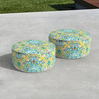 LVTXIII Inflatable Stool Ottoman Footrest with Handle, All Weather Foot Rest, Indoor or Outdoor Use for Home Patio Garden and Camping, D21 x H9, Damask Green