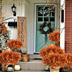 Krissing 36 Bundles Fall Artificial Flowers for Outdoors UV Resistant Faux Fall Outdoor Flowers Fake Fall Plastic Shrubs Plants for Home Garden Porch Autumn Fall Decor