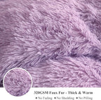 XeGe Luxury Faux Fur Bed Blanket, Soft 60x90 Lavender Fluffy Throw, Shaggy Plush Decorative Couch Blanket, Cute Furry Fuzzy Throw for Bed Bedroom Living Room Light Purple, 60x90