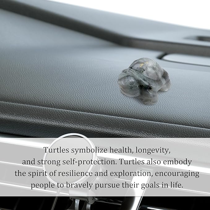 QINJIEJIE Moonstone Crystal Travel Turtle Figurines for Travelers Best Travel Gifts for Women Men Healing Crystals Sea Turtle Lovers Office Desk Decor Good Luck Gifts for Traveling Abroad