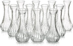 Glass Bud Vase Set of 12 - Hewory Small Vases for Flowers, Clear Bud Vases in Bulk, Cute Glass Vases for Centerpieces, Mini Floral Vase for Wedding, Events, Home Decor, Table Centerpiece