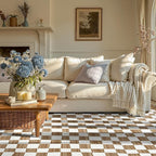 jinchan 4x6 Brown Checkered Area Rugs for Kids Room - Machine Washable Rug Modern Neutral Geometric Lattice Soft Non-Slip Carpet for Nursery Playroom Bedroom Entryway Living Room Home Office