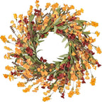 Artgar Fall Wreath, Fall Wreaths for Front Door, 24 in Fall Decor Floral Wreath, Door Wreaths for Front Door Outside All Season for Thanksgiving Home Indoor Outdoor Wall Decor (Red Orange Yellow)
