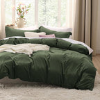 Bedsure Olive Green Duvet Cover Twin/Twin XL Size - 2 Pieces Prewashed Cotton-Like Extra Soft Bedding Set, Includes 1 Twin Duvet Cover 68x90 Inches with Zipper Closure & 1 Pillow Sham, No Comforter