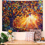 Lunerfex Tree of Life Tapestry Stained Glass Tapestry Wall Decor Tapestries for Bedroom Art Tapestries Wall Hanging for Bedroom Living Room Glass-Tree-03 70"x90"