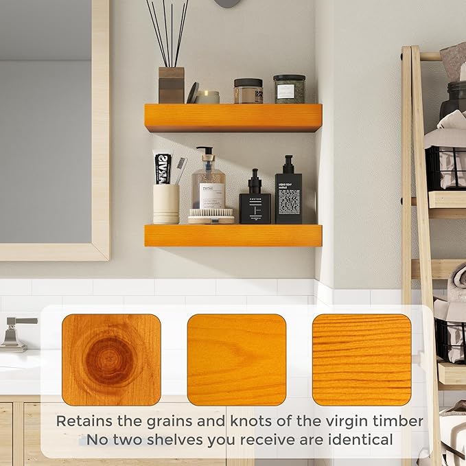 Marsmiles Floating Shelves for Wall - 55 Inch Rustic Wood Floating Shelves Set of 1-55 Inch Wide x 7.7 Inch Deep x 1.6 Inch Thick Wooden Shelves for Room Wall