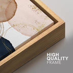 SIGNFORD Framed Wall Art Print Set Pastel Watercolor Vibrant Circle Collage Abstract Shapes Illustrations Modern Minimalist Relax/Calm Multicolor for Living Room, Bedroom, Office - 24"x36"x2 Natural