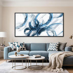 AJAZIKO Blue Canvas Wall Art Abstract Art Wall Decor Wall Art for Living Room Framed Artwork for Walls Paintings for Bedroom Modern Pictures Wall Decor Office Decoration 30×60IN