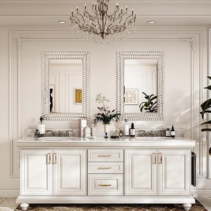 Kelly Miller Large Jeweled Mirror for Wall Decor, 28"x40" Luxury Sparkling Diamond Mirror Beveled Modern Wall Decoration for Bathroom, Living Room, Bedroom, Hallway, Entryway