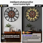 LEIKE Large Wall Clocks with Night Light Battery Operated,Silent Non Ticking,Rustic Modern Big Wood Clock for Living Room, Bedroom,Kitchen,Farmhouse,Office,Home Decor-30 Inch(Black-Arabic Number)