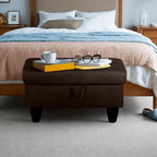 Ottoman Rectangular Storage Ottoman Bench, Flannel Footrest Stool Footstool with Lid for Living Room, Bedroom, Entryway, Coffee, 28.5"x19"x17.5"