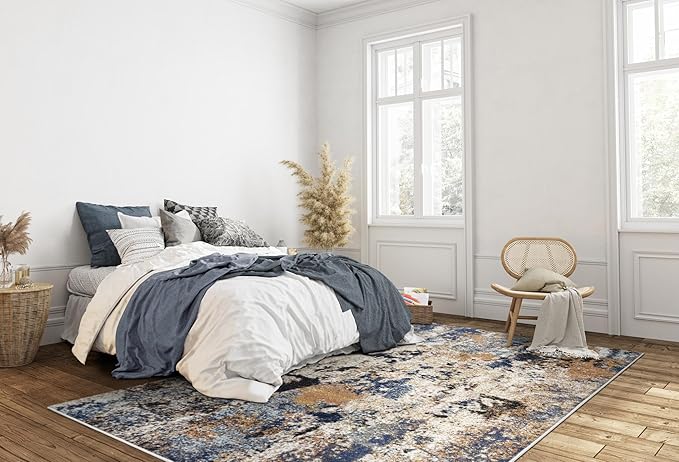 Keen Home Design Area Rugs - 8x10 Non-Shedding, Abstract Rugs for Kitchen, Living Room, Bedroom, Dining Room, Entryway - Size: 7'3" x 10'2", Multi