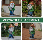 Funny Garden Gnomes Statue Outdoor Decor, Solar Telescope Gnome Decorations for Yard, Lawn, Patio, Porch, Fathers Day Birthday Housewaming Gifts for Dad, Men, Husband, 10.6 Inch, Resin