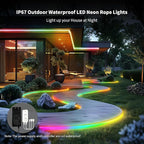 52FT LED Neon RGBIC Lights, LED Lights with RF Remote & APP Control, Flexible IP65 Waterproof Outdoor,Music Sync,DIY Design, 24V LED Strip Lights for Gaming Livingroom Wall Christmas Decor