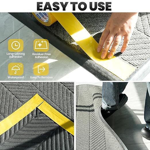 ADHES Double Sided Carpet Tape Heavy Duty, Removable and Residue-Free Rug Gripper Rug Tape for Hardwood Floors, Clear Multipurpose Mounting Tape for Area Rugs and Anti-Slip Grips, 2 Inch x 10 Yards