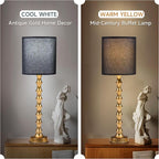 30.5" Gold Buffet Lamps Set of 2 with Black Shade, Buffet Table Lamps Set of 2 for Living Room, Black Golden Lamp for Dining Room, Golden Bamboo Lamps for Credenza