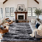 8x10 Ft Extra Large Shag Rugs for Living Room, Tie Dyed Ultra Soft Fluffy Furry Area Rugs for Bedroom Indoor Floor, Aesthetic Carpet for Kids Home Decor Black