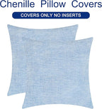 CaliTime Throw Pillow Covers Decorative 26 X 26 Inches Pack of 2 Cozy Chenille Cushion Cases for Couch Sofa Bed Living Room Home Baby Blue