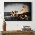 ElephantStock Vintage Skates Pop Wall Art - Horizontal Framed Canvas - 1-Piece Living Room Wall Decor - Sport Photography Canvas Print - Beige and Black Decor for Wall - 25" X 17"