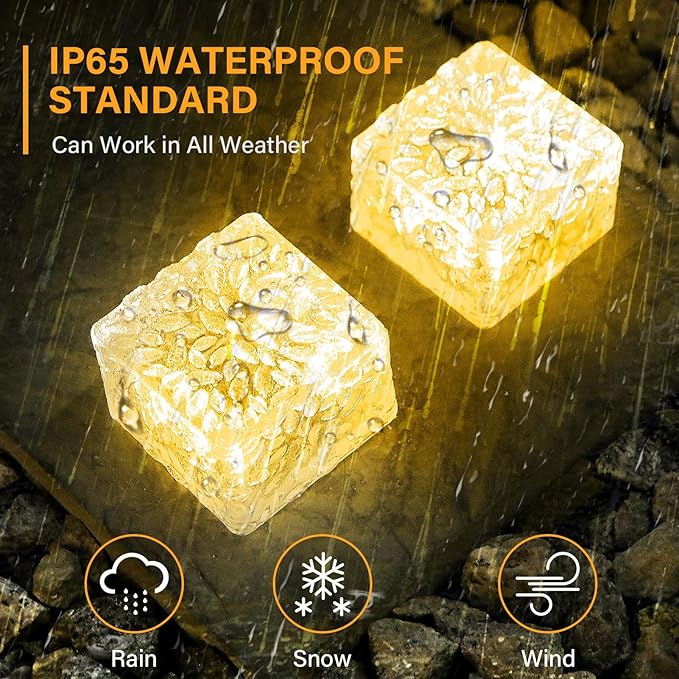 Solar Brick Lights - Outdoor Waterproof Patio & Garden Decor (3 Packs) for Patio, Yard, Walkway, Pathway
