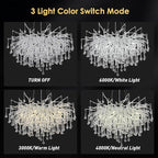 Crystal Chandeliers,Round Modern Tree Branch Chandelier,10-Light Farmhouse Raindrop Chandelier Light Fixture for Dining Room, Kitchen Island D31.5