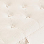 Furniliving 51” Storage Benches, End of Bed Bench with Button-Tufted Large Upholstered Storage Ottoman Linen Window Bench with Storage Shoe Cabinet Bench, for Bedroom, Entryway, Closet, Beige