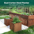 Corten Steel Planter Box Metal Outdoor Large Rectangular Rustic Durable Antique Detached for Commercial Residential Patio Deck and Backyard 17" x 17" x 18"