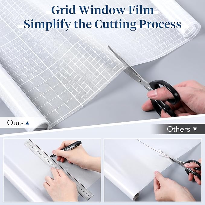 Haton Window Privacy Film Frosted Glass for Bathroom, Static Cling UV Sun Blocking Window Clings, Opaque Decorative Coverings Removable Sticker Heat Control Tint for Home Door, Pure 35.4" x 157.4"