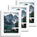 3.5x5 Picture Frame Set of 3 - Made of Real Glass and White Wooden Frame, 3.5 by 5 small Photo for Wall or Tabletop Display