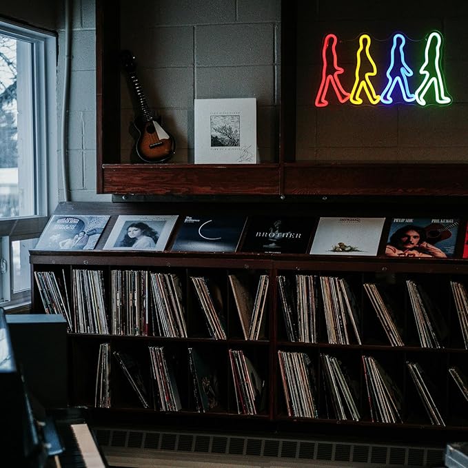 Rock Band Neon Sign Four People Walking Neon Lights for Bedroom Music LED Sign Abbey Road Wall Art Light Up Sign for Game Room Man Cave Decor Rock Music Fans Gifts