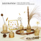 Glass Bud Vase Set of 5, Gold Amber Small Flower Vases for Centerpieces in Bulk, Mini Vintage Vase for Rustic Wedding, Home,Table Decoration