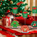 24 Pcs Ugly Sweater Christmas Table Place Card Holders Stand Display, Wooden Christmas Table Card Holders with Swirl Wire Memo Name Number Photo Sign Clip Holder for Christmas Party Table Decorations