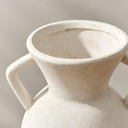 LUKA Antique Ceramic Vase with 2 Handle,9.25 inches Rustic Vase Minimalist Decor, Decorative Vases for Home Decor, Table, Living Room, Shelf, Christmas Decoration(Large,White)