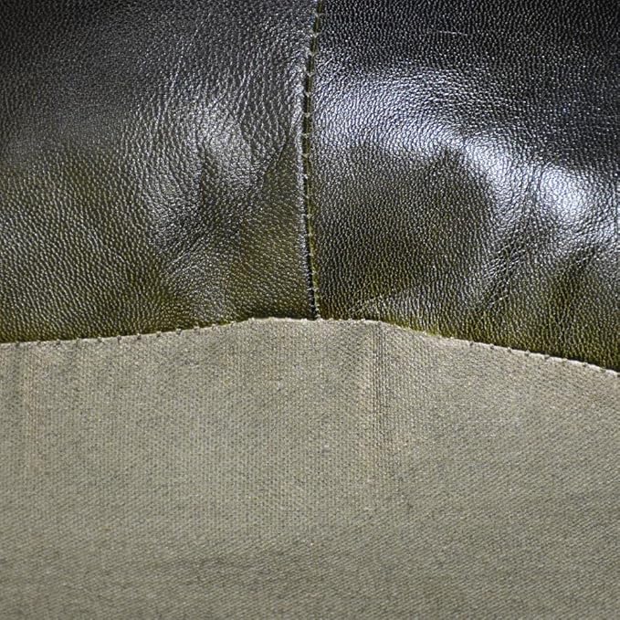 PF12 Goat Leather Handmade Eco-Friendly Green Pouf - Round Shape, 14" x 14" x 14", Plain Solid, Recycled Cotton Filled
