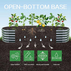 Gardmax Galvanized Raised Garden Bed, Lightweight Planter Boxes Outdoor with Easy Assembly, Large Garden Bed for Vegetables, Fruits, Flower Dark Grey 8FT