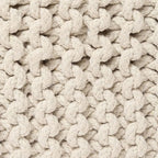 REDEARTH · Cube Low Pouf Foot Stool Ottoman - Hand Knitted Poof - Cord Boho Pouffe - Home Décor - Stuffed Footrest for Living Room - Nursery - Bedroom - Covered Patio - Room (16" x 16" x 8") - Ivory