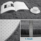 Fluffy Round Area Rugs for Bedroom,5'X5'Shag Circle Area Rugs for Living Room,Non Slip Fuzzy Plush Rug for Kids Room Boys Girls Room and Dorm,Deep Grey