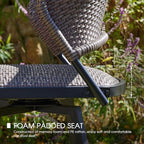 VICLLAX Patio Bar Stool Chairs with Footrests and Padded Seat, Bar Height Swivel Patio Chairs Set of 6, Brown Woven Wicker Swivel Bar Stools for Lawn Garden