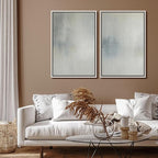 SIGNFORD Framed Canvas Print Wall Art Set Soft Gray and Blue Abstract Neutral Illustration Modern Art Decorative Nordic Nature for Living Room, Bedroom, Office - 24"x36"x2 White