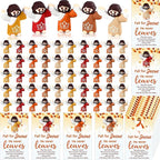 100 Pcs Thanksgiving Fall Jesus Figures Bulk 100 Fall for Jesus He Never Leaves Cards Little Maple Leave Figurines Greeting Cards Mini Pocket Figures for Religious Party Favors Gifts