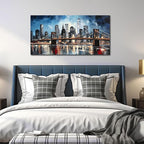 Brooklyn Bridge Wall Decor for Living Room City Canvas Wall Art for Office Blue and Black Bedroom Wall Art 24 x 48 Inch