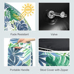 LVTXIII Outdoor/Indoor Round Inflatable Ottoman, All Weather Patio Footstool, Portable Footrest Seat for Patio Garden, Camping or Home, 21"x21"x9", Islamorada Blue Green