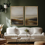 SIGNFORD Framed Canvas Print Wall Art Set Abstract Neutral Landscape Modern Beige and Brown Illustration Modern Art Decorative Nordic Nature for Living Room, Bedroom, Office - 16"x24"x2 Natural