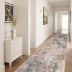 Tortania 3x12 Runner Rug for Entryway: Neutral Washable Soft Thin Area Rugs - Non Slip Indoor Carpet for Hallway Living Room Bedroom Dining Room Office Nursery Home Floor Decoration - Colorful Multi