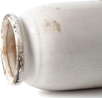 VICTOR & TERESA Rustic Large White Vase for Home Decor, 10'' Tall Ceramic Vases for Flowers, Farmhouse Decorative Vases for Pampas Grass, Table, Mantel, Living Room, Centerpieces