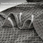 PHF Ultra Soft Waffle Weave Blanket Queen Size 90"x 90"- Washed Lightweight Breathable Cozy Woven Blanket for Bed - Aesthetic Decor for Couch Bedding Sofa Home Car - Grey